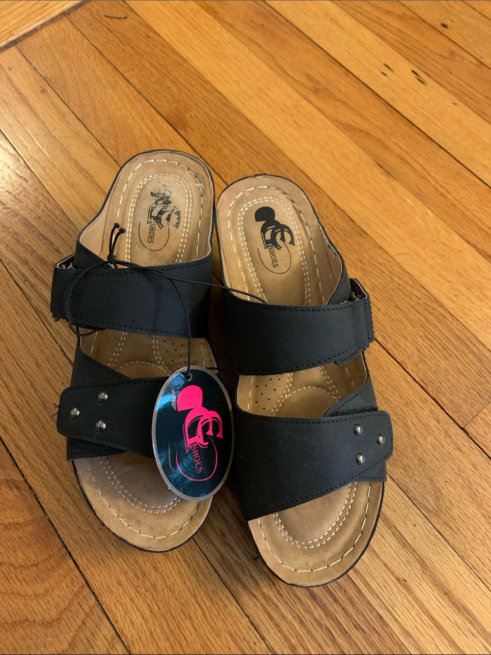 Women's Black Wedge Sandals by